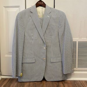 Ralph Lauren Seersucker Blue and White Suit